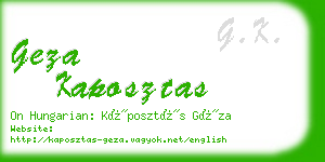 geza kaposztas business card